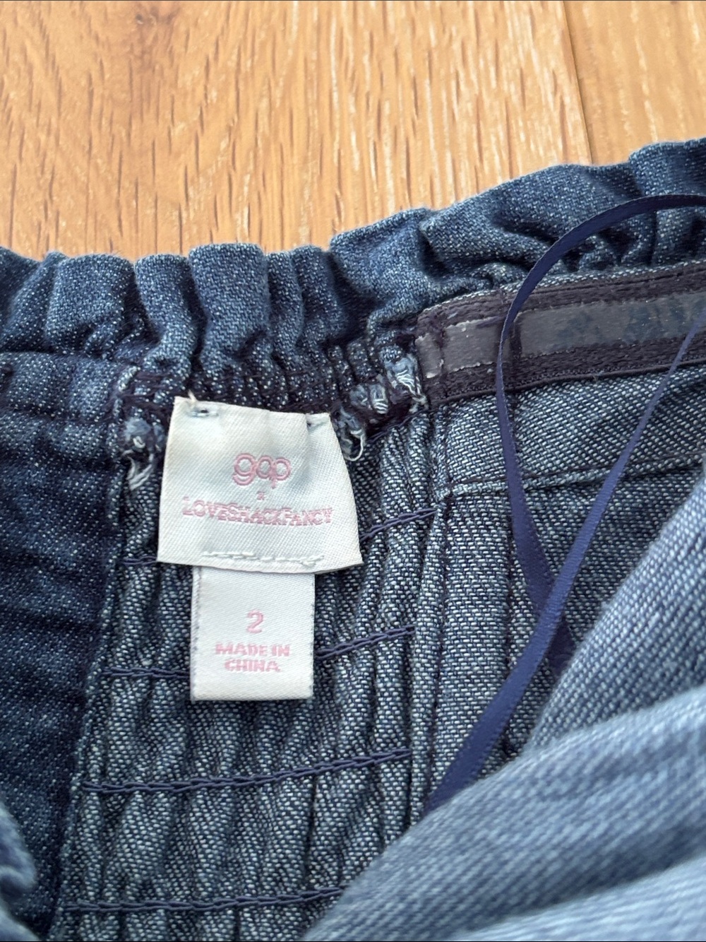 Gap- Love Shack Facy Strapless Tiered Denim Mini Dress - Blue - Picture 2 of 10